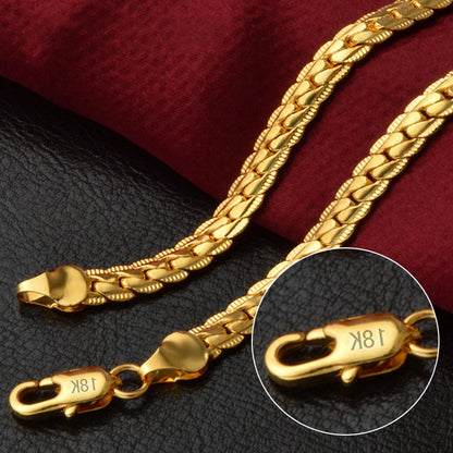Colar de ouro 18K/prata com 6 mm de largura, corrente completa de 8/18/20/24 polegadas para mulheres e homens.
