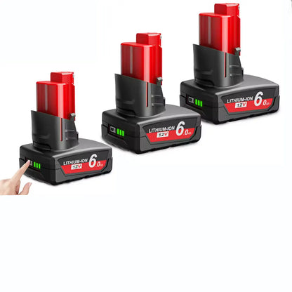 bateria Milwaukee M12 de 6,0 Ah e 12 V com luz recarregável