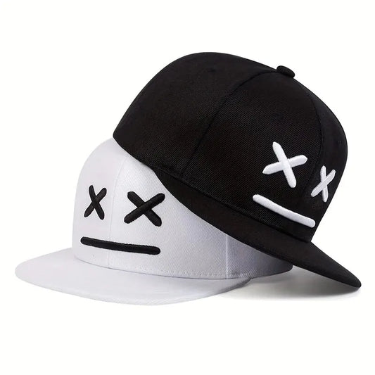 Boné de beisebol unissex XX com bordado de rosto sorridente, chapéu hip-hop ajustável para  protetor solar