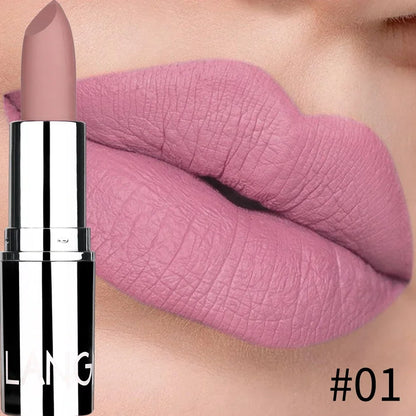 Batom matte bullet de 8 cores, à prova d'água, de veludo, duradouro, fácil de usar.