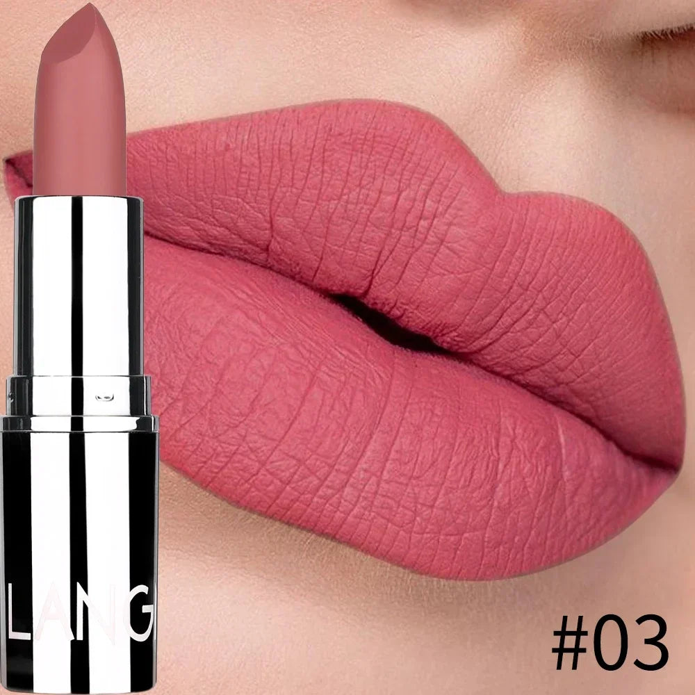 Batom matte bullet de 8 cores, à prova d'água, de veludo, duradouro, fácil de usar.