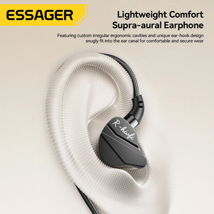 Fones de ouvido intra-auriculares,  Essager USB tipo C.