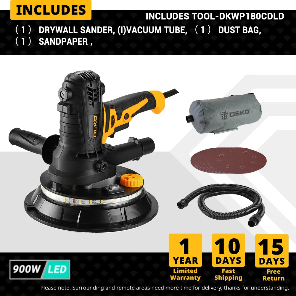 Lixadeira de drywall 900W,  máquina de polimento portátil com lixa, bolsa protetora.