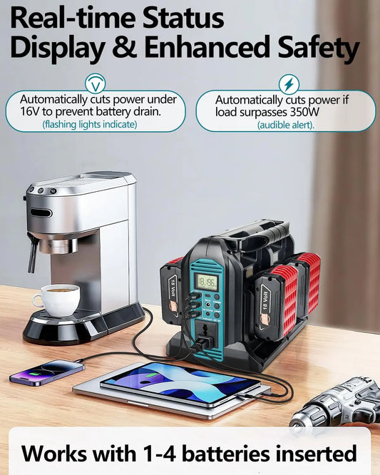 Inversor de energia de 350 W para bateria Bosch de 18 V  110-120 V/220-230 V.