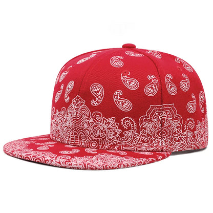Boné snapback com estampa de flor de caju da Costa Oeste.