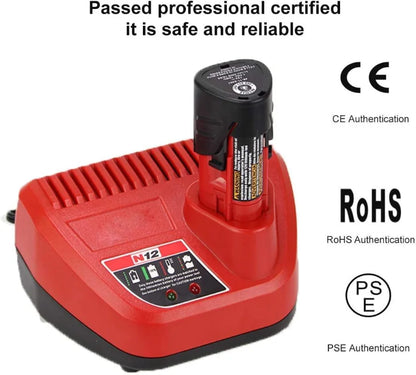 Carregador de substituição compatível com Milwaukee 12V Carregador de bateria.