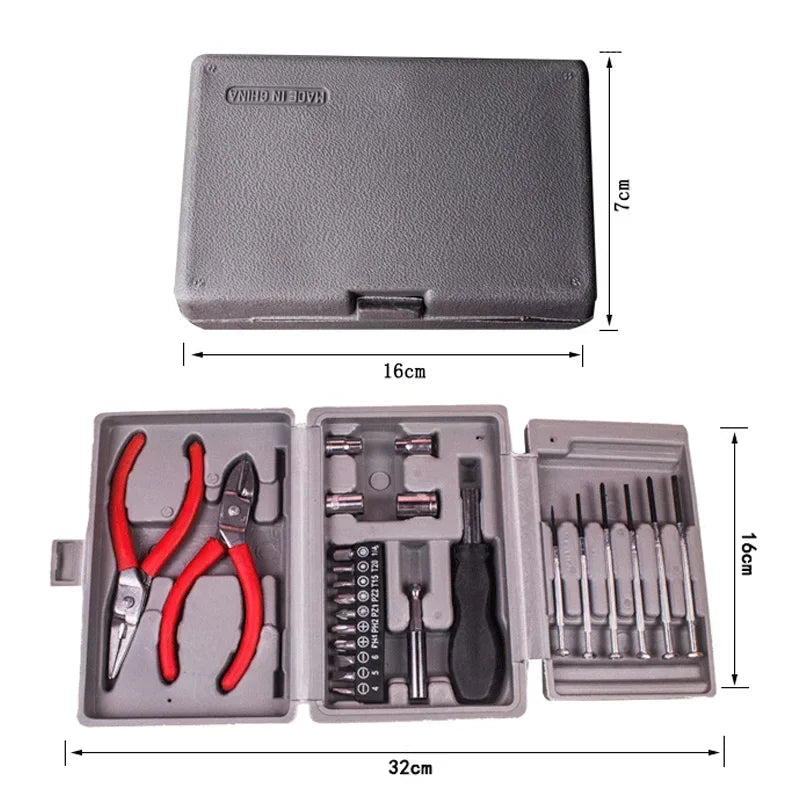 Kit de ferramentas de ferragens domésticas com 24 peças