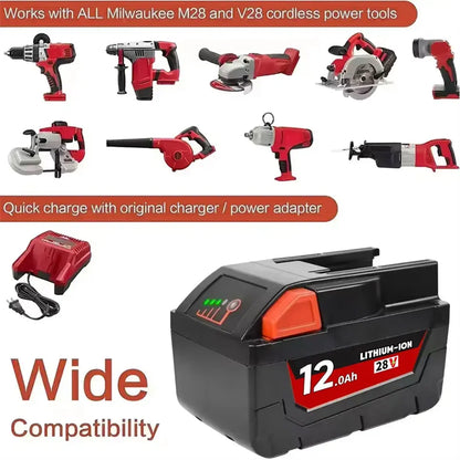 Bateria de íon-lítio de substituição,de 28 V e 12,0 Ah para Milwaukee.