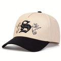 Boné de beisebol unissex com estampa de letra S bordada, estilo snapback,