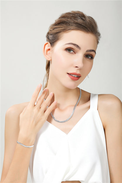 Colar de ouro 18K/prata com 6 mm de largura, corrente completa de 8/18/20/24 polegadas para mulheres e homens.