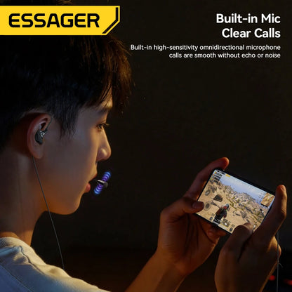 Fones de ouvido intra-auriculares,  Essager USB tipo C.
