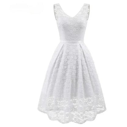 Novo vestido feminino sexy sem mangas, vintage, renda, chiffon, comprimento médio