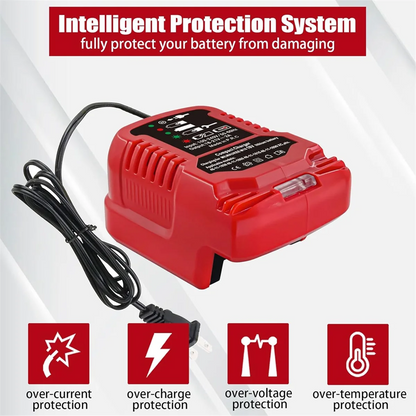 i carregador compacto de bateria portátil 100V-240V para Milwaukee, bateria de lítio de 18V.