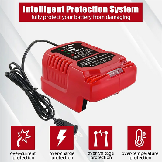 i carregador compacto de bateria portátil 100V-240V para Milwaukee, bateria de lítio de 18V.