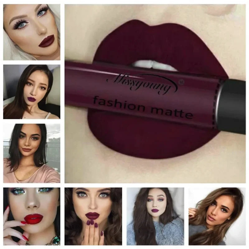 Batom Marrom Nude Chocolate Cor Batom Líquido Brilho Labial.