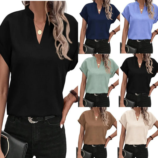Blusa feminina camisa branca  com decote em v algodão.