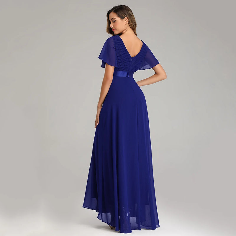 Vestidos de noite, Elegante Decote em V Babados Chiffon