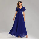 Vestidos de noite, Elegante Decote em V Babados Chiffon