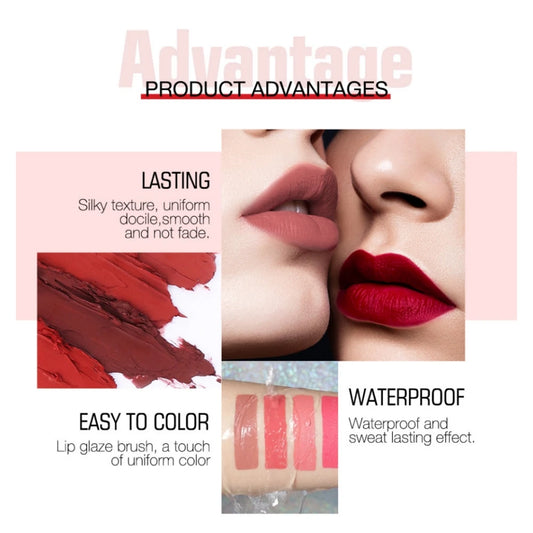 Batom Matte e Batom Líquido 12 Cores Maquiagem Brilho Labial.