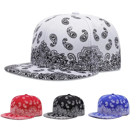 Boné snapback com estampa de flor de caju da Costa Oeste.