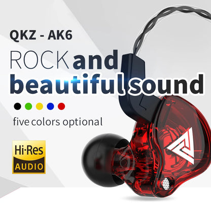 Fones de ouvido com fio de 3,5 mm QKZ AK6 HiFi com qualidade.