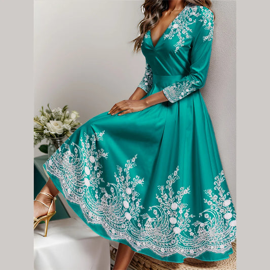 Vestido vintage feminino moda, elegante, saia grande.