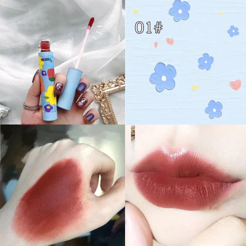 Batom Marrom Nude Chocolate Cor Batom Líquido Brilho Labial.