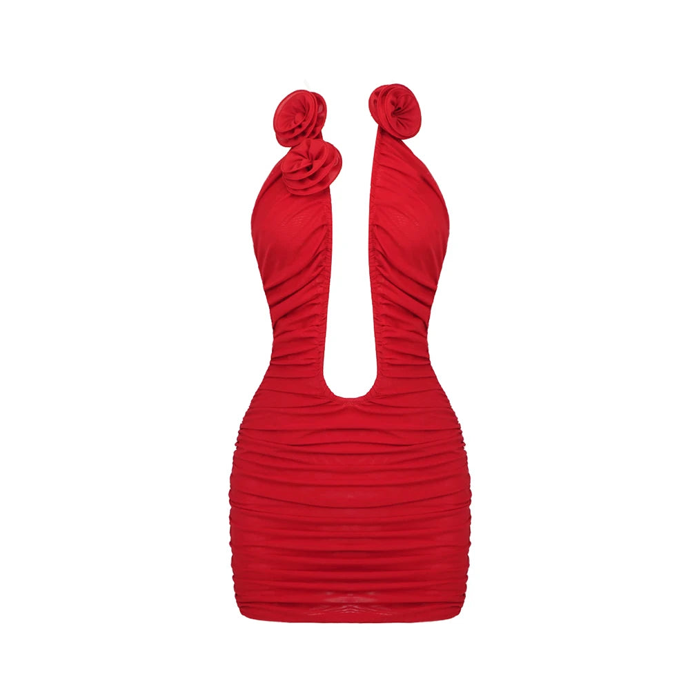 Vestidos de noite, decote em V profundo, sexy, sem mangas.