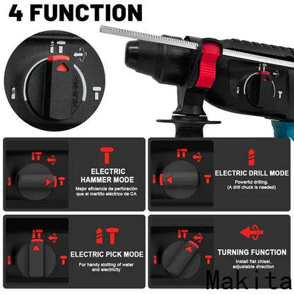 Martelo elétrico Makita Original 26 mm, bateria de lítio 18 V.