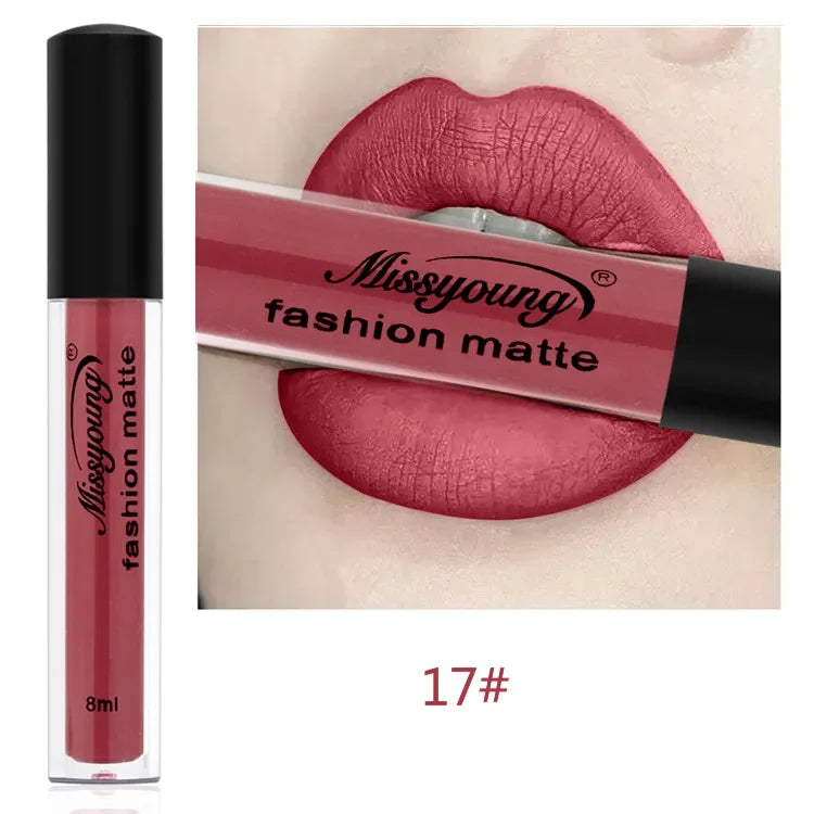 Batom Marrom Nude Chocolate Cor Batom Líquido Brilho Labial.