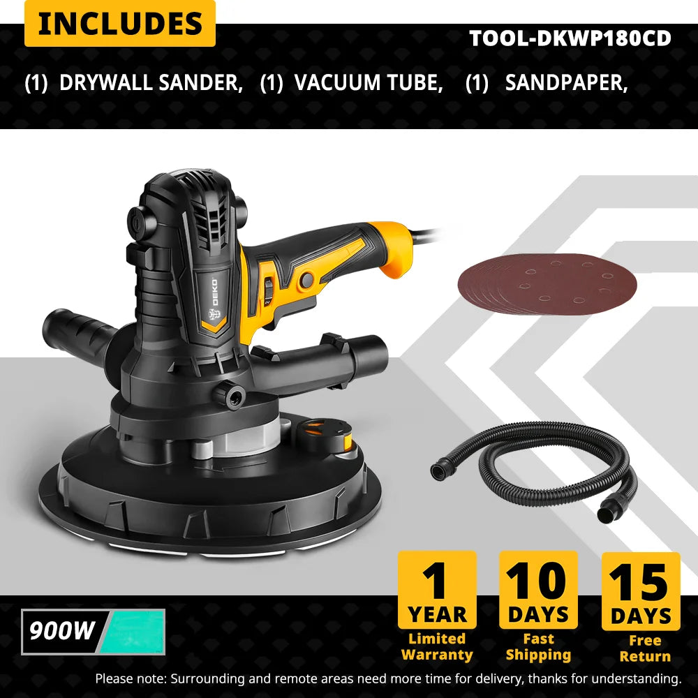 Lixadeira de drywall 900W,  máquina de polimento portátil com lixa, bolsa protetora.