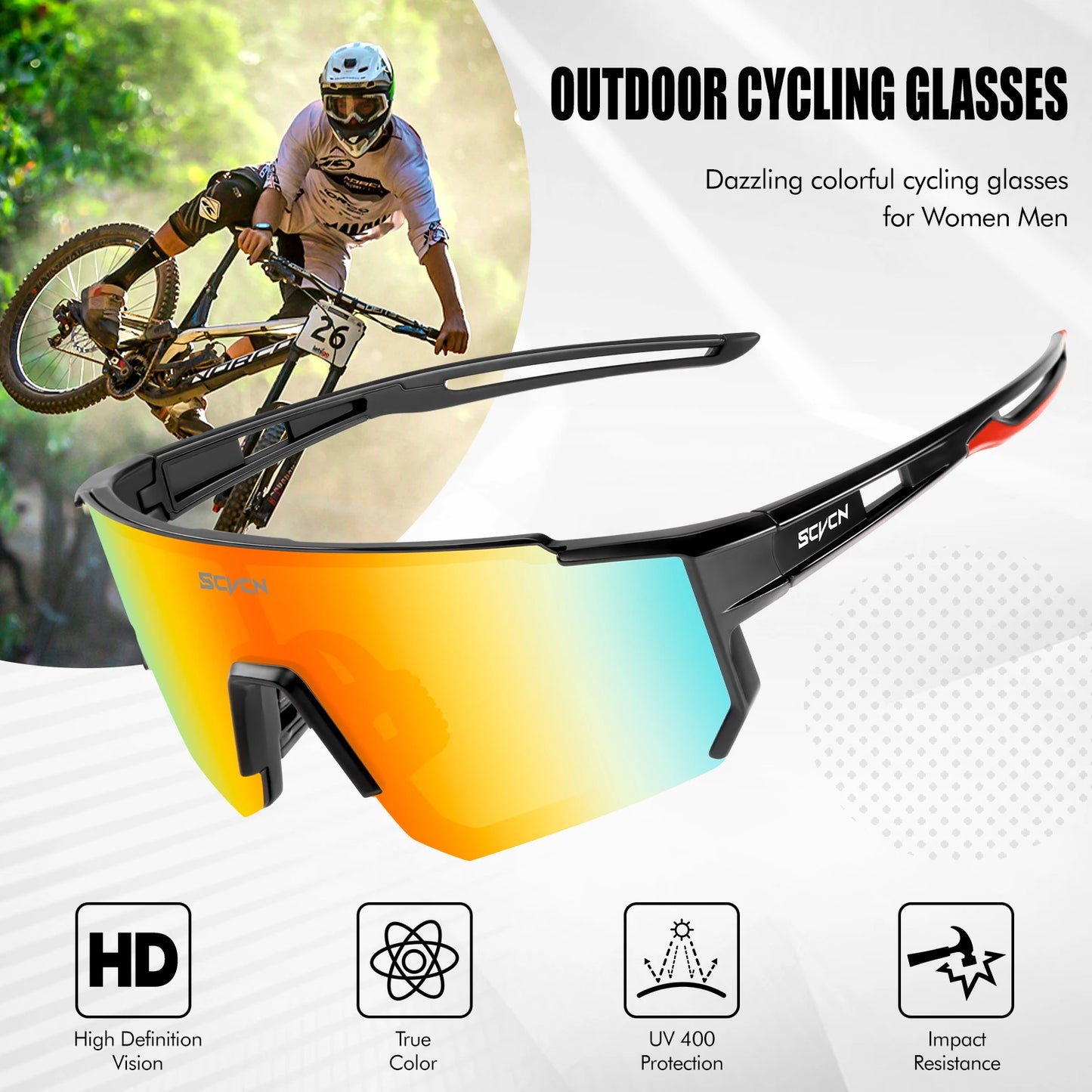 Óculos de Sol para Ciclismo ao Ar Livre Masculino, Óculos de Condução de Estrada para Bicicleta,