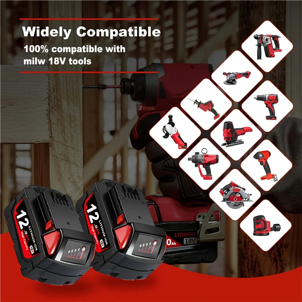 Bateria recarregável Milwaukee M18 12000mAh 18V.