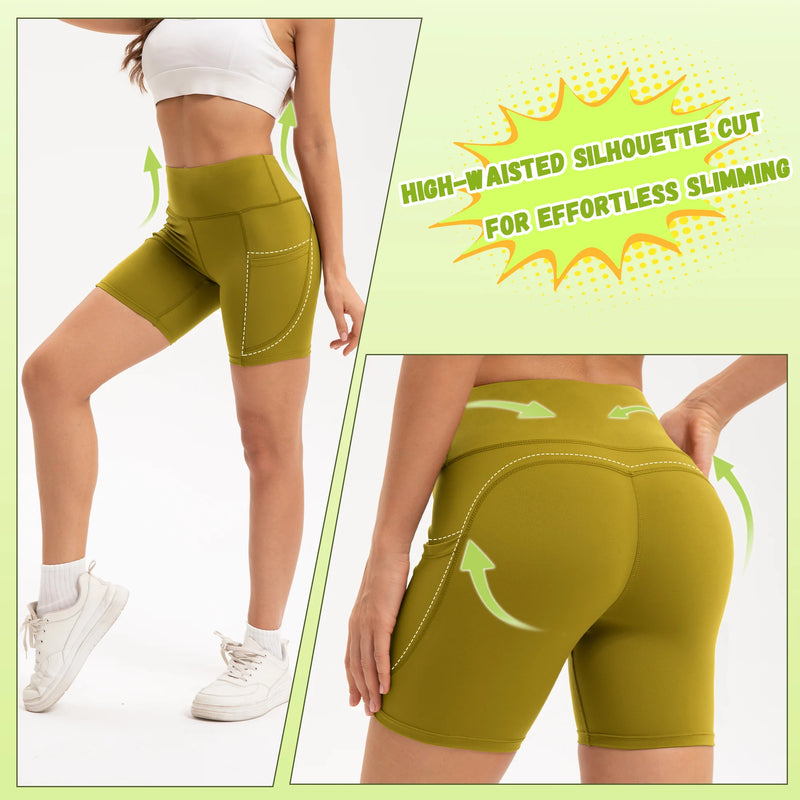 Shorts esportivos respiráveis de verão 2025 para mulheres, fitness, cintura alta,