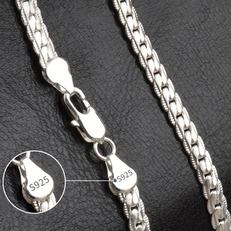 Colar de ouro 18K/prata com 6 mm de largura, corrente completa de 8/18/20/24 polegadas para mulheres e homens.