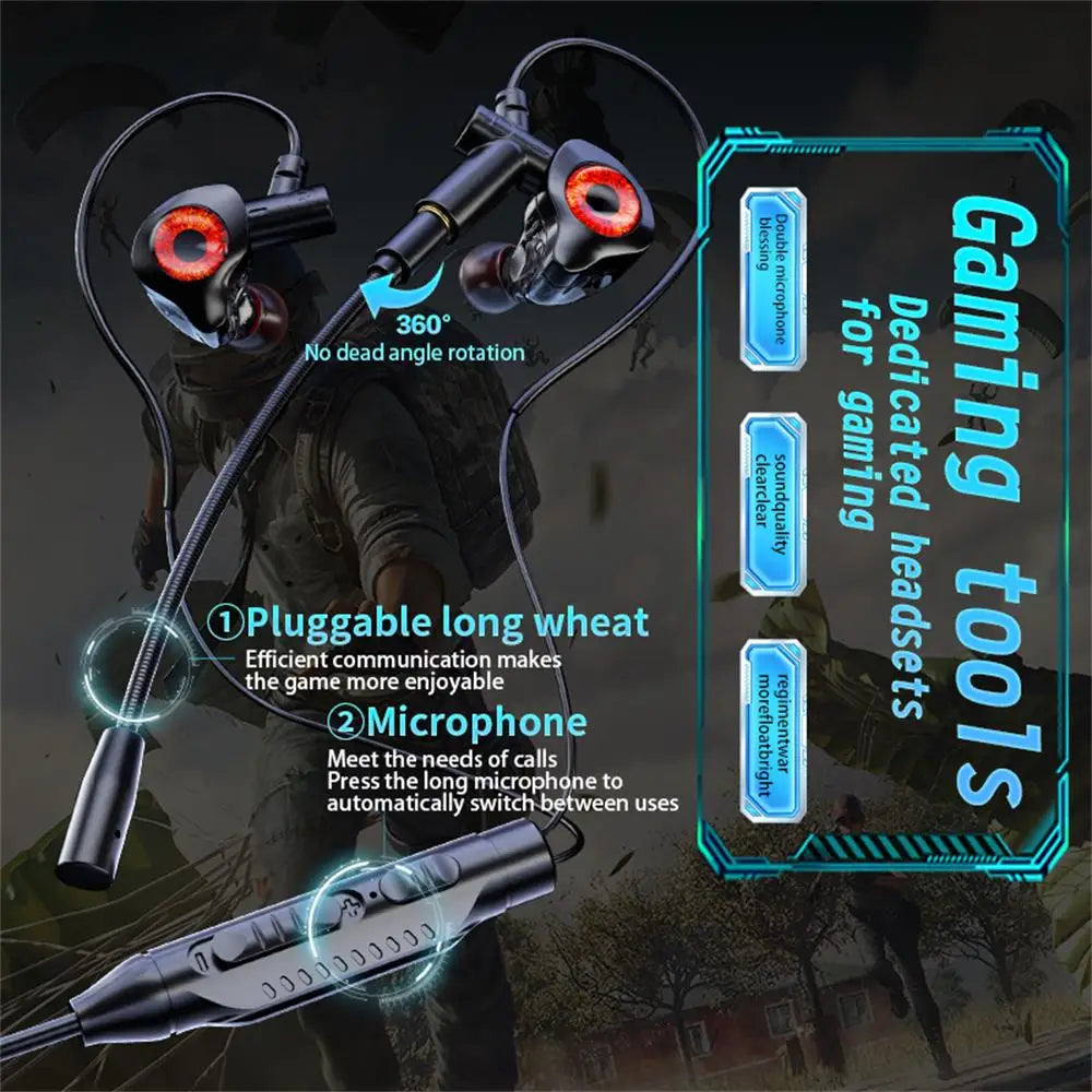 Fones de ouvido com fio tipo C/3,5 mm/USB, fones de ouvido para jogos.