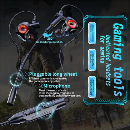Fones de ouvido com fio tipo C/3,5 mm/USB, fones de ouvido para jogos.