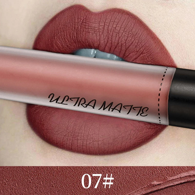 Batom Líquido À Prova D'água Batom Vermelho,Veludo Batom Marrom.