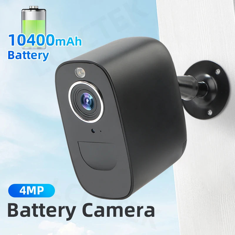 Câmera de CFTV LCLCTEK 4G LTE com cartão SIM de 4MP, alimentada por bateria.