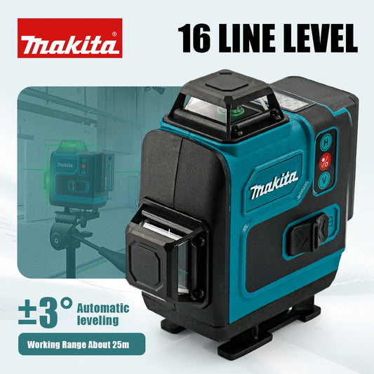 Nível a laser Makita com display de potência, 16 linhas horizontais e verticais.