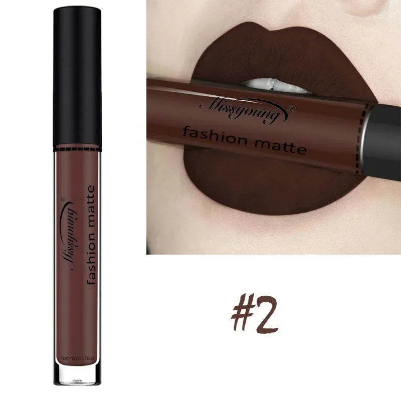 Batom Marrom Nude Chocolate Cor Batom Líquido Brilho Labial.