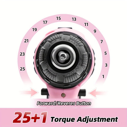 Conjunto de furadeira e parafusadeira sem fio rosa 12 V,