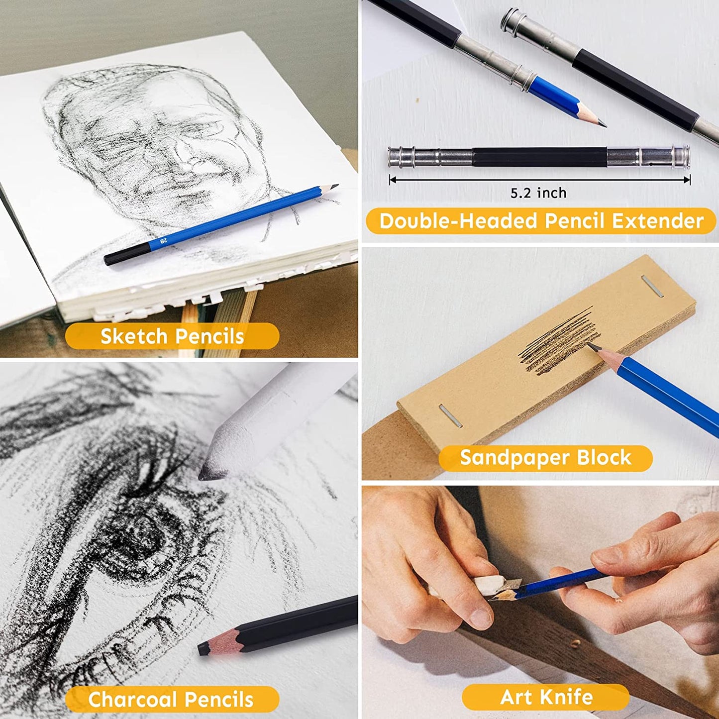 Conjunto de lápis de desenho Ultimate com 35 peças - Ferramentas premium