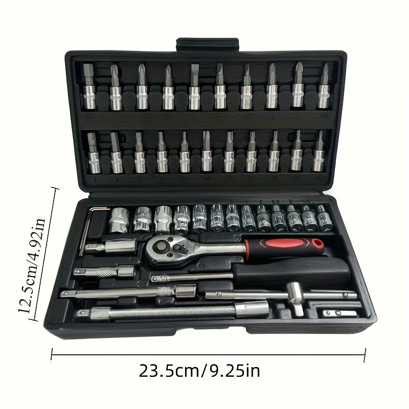 Conjunto de 46 peças de chave de soquete rápida.
