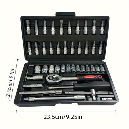 Conjunto de 46 peças de chave de soquete rápida.