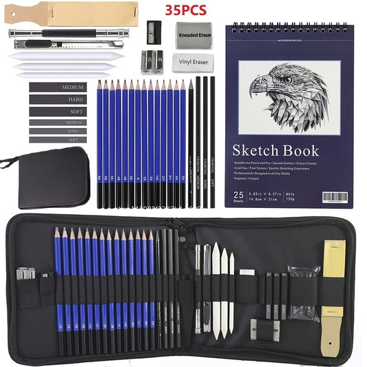 Conjunto de lápis de desenho Ultimate com 35 peças - Ferramentas premium