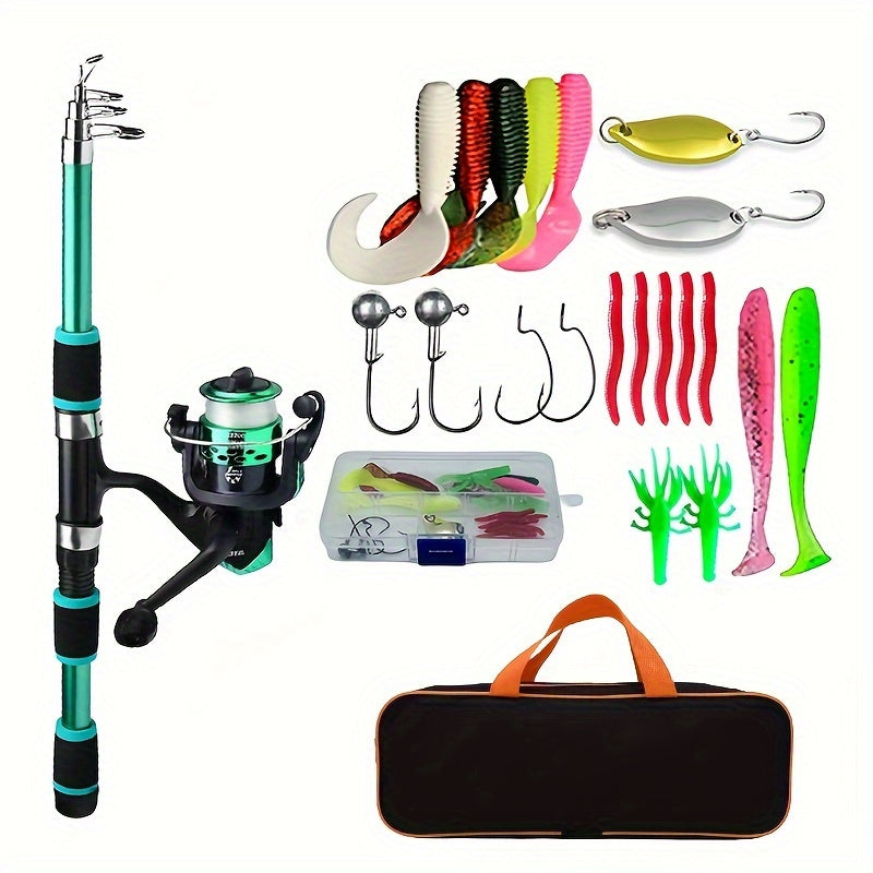 1 conjunto de kit de vara de pesca telescópica premium - portátil, durável e completo..