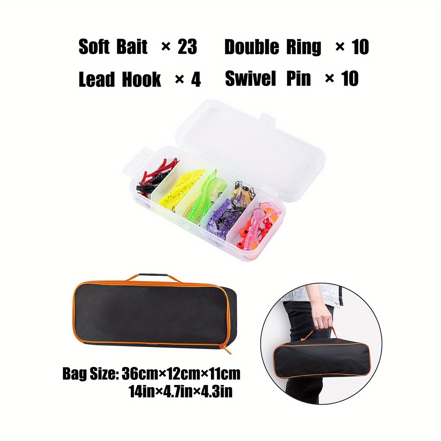 Kit combinado de vara de pesca telescópica portátil e carretel - 130 cm, isca incluída