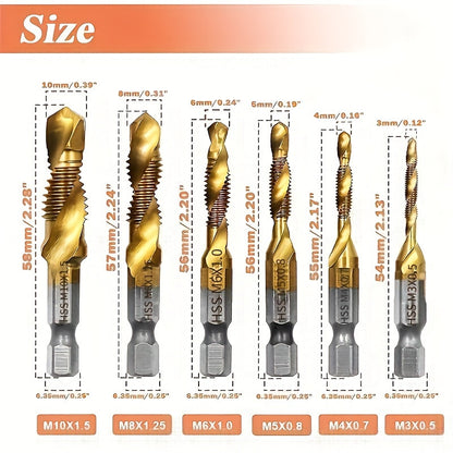 Conjunto de brocas de titânio, Conjunto de 6 brocas combinadas