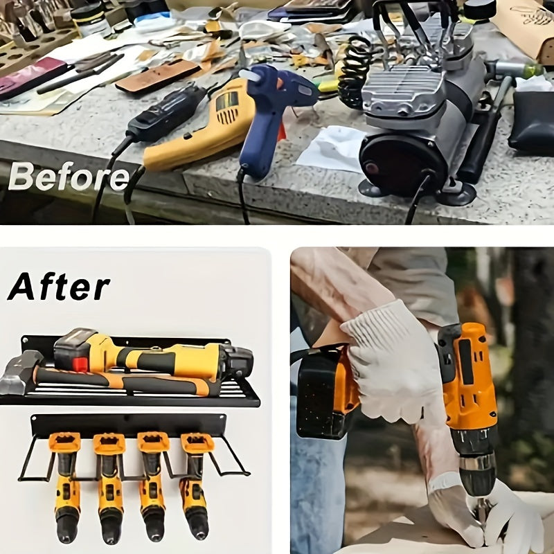 Organizador de ferramentas elétricas de metal resistente com 4/7 suportes.